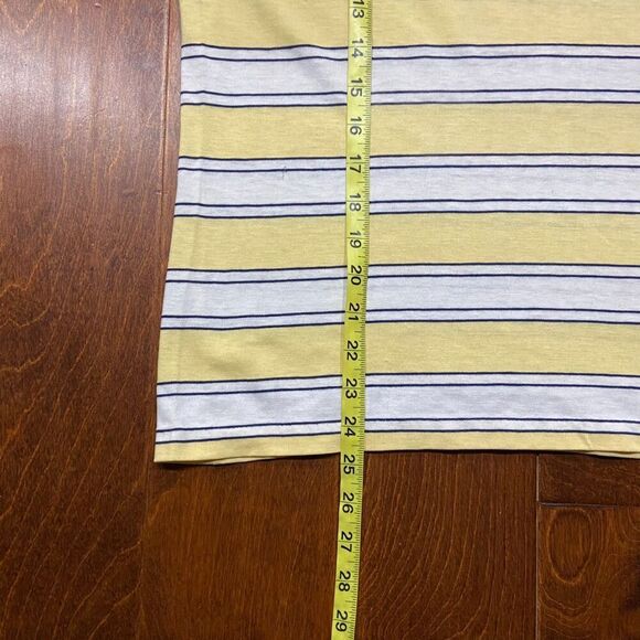 Jantzen Vintage 80s Lightweight Striped Yellow Navy Polo Shirt Men's Size Medium - Picture 8 of 8
